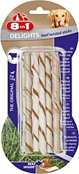 8in1 Delights Twisted Sticks Biftekli 10'lu 55 gr Köpek Kemiği