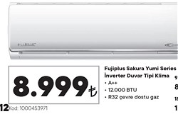 Fujiplus Sakura Yumi Series İnverter Duvar Tipi Klima A++ 12000 BTU