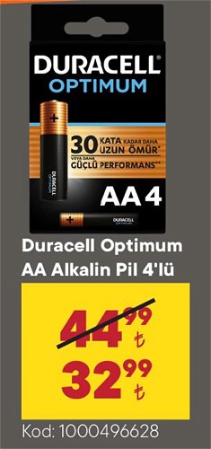 Duracell Optimum AA Alkalin Pil 4'lü