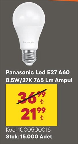 Panasonic Led E27 A60 8.5 W/27 K 765 Lm Ampul