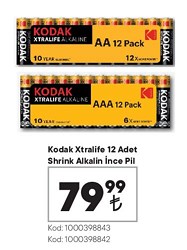 Kodak Xtralife 12 Adet Shrink Alkalin İnce Pil