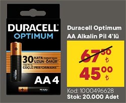 Duracell Optimum AA Alkalin Pil 4'lü