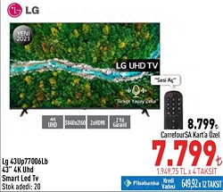 LG 43UP77006LB 43 inç 4K UHD Smart Led Tv