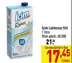 İçim Laktozsuz Süt 1 litre