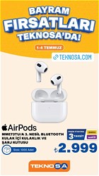 AirPods MME73TU/A 3. Nesil Bluetooth Kulak İçi Kulaklık ve Şarj Kutusu