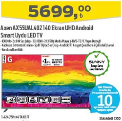 Axen AX55UAL402 140 Ekran UHD Android Smart Uydu Led Tv