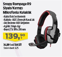 Snopy Rampage R9 Siyah/Kırmızı Mikrofonlu Kulaklık
