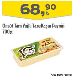 Onsüt Tam Yağlı Taze Kaşar Peyniri 700 g