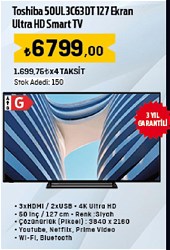 Toshiba 50UL3C63DT 127 Ekran Ultra HD Smart TV