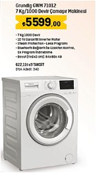 Grundig GWM 71012 7 Kg/1000 Devir Çamaşır Makinesi