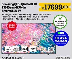 Samsung QE55Q67BAUXTK 139 Ekran 4K Uydu Smart QLED Tv