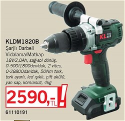 KL Pro KLDM1820B Şarjlı Darbeli Vidalama/Matkap 18V