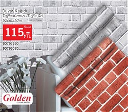 Golden Duvar Kağıdı Tuğla Kırmızı / Tuğla Gri 52cmx10m