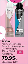 Rexona Kadın/Erkek Clinical Protection Antiperspirant Deodorant Sprey 150 ml