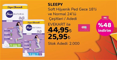 Sleepy Soft Hijyenik Ped Gece 18'li ve Normal 24'lü Çeşitleri