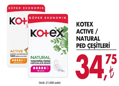Kotex Active/Natural Ped Çeşitleri