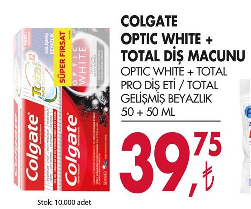 Colgate Optic White+Total Diş Macunu 50+50 ml