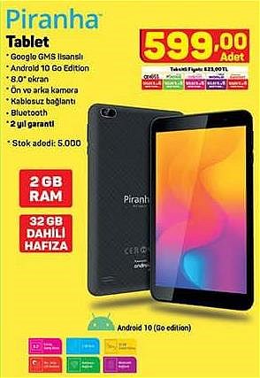 Piranha Tablet 32 GB Dahili Hafıza