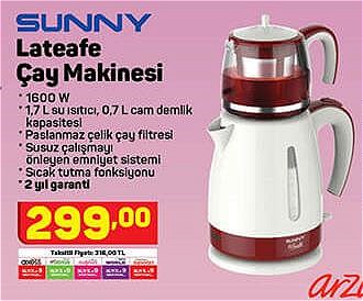 Sunny Lateafe Çay Makinesi 1600 W
