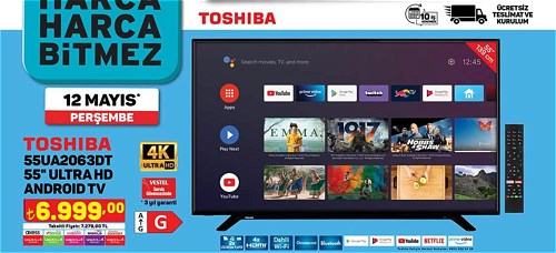 Toshiba 55UA2063DT 55 inç Ultra HD Android Tv