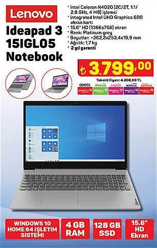 Lenovo Ideapad 3 15IGL05 Notebook