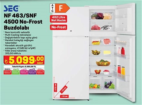 Seg NF 463/SNF 4500 No-Frost Buzdolabı
