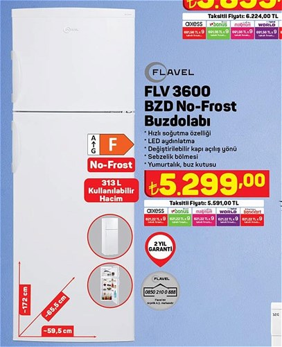 FLV 3600 BZD No-Frost F Sınıfı Buzdolabı