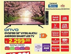 Onvo OV32150 32 inç Uydu Alıcılı Anroid Smart Led Tv