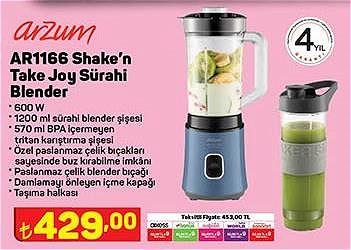 Arzum AR1166 Shake'n Take Joy Sürahi Blender