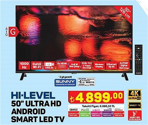 Hi-Level 50 inç Ultra HD Android Smart Led Tv