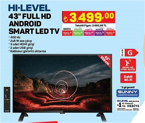 Hi-Level 43 inç Full HD Android Smart Led Tv