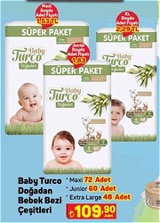 Baby Turco Doğadan 4 Numara Maxi 72'li Bebek Bezi