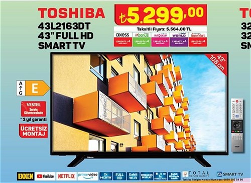 Toshiba 43L2163DT 43 inç Full HD Smart Tv