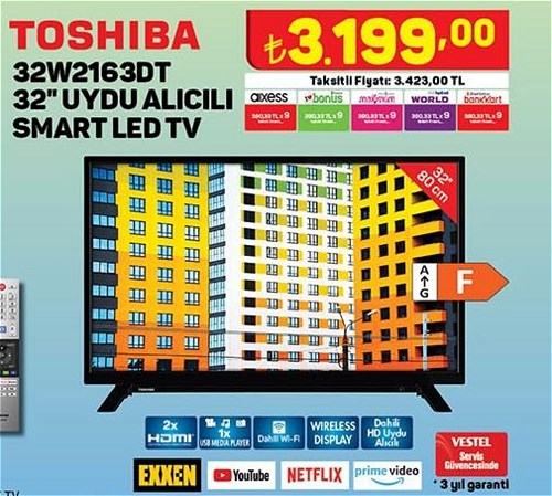 Toshiba 32W2163DT 32 inç Uydu Alıcılı Smart Led Tv