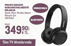 Philips TAH4205 Kablosuz Mikrofonlu Kulak Üstü Bluetooth Kulaklık
