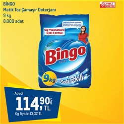 Bingo Matik Toz Çamaşır Deterjanı 9 kg