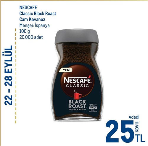 Nescafe Classic Black Roast Cam Kavanoz 100 g