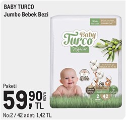 Baby Turco Jumbo Bebek Bezi No:2 42 Adet
