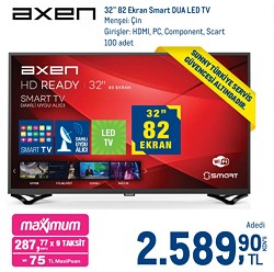 Axen 32 inç 82 Ekran Smart DUA LED TV
