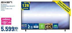 Axen 50 inç 126 Ekran UHD Android Smart DUA LED TV