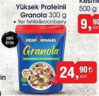 Performans Yüksek Proteinli Granola 300 g Yer Fıstıklı&Cranberry