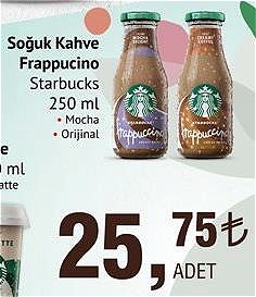 Starbucks Soğuk Kahve Frappucino Çeşitleri 250 ml