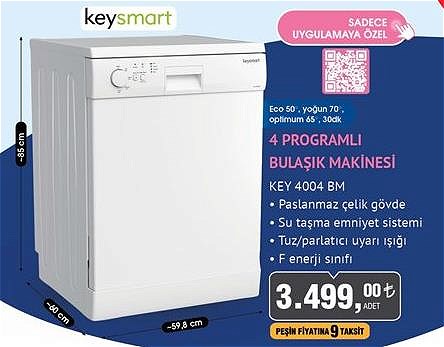 Keysmart KEY 4004 BM 4 Programlı Bulaşık Makinesi