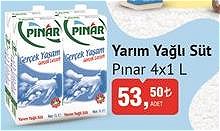 Pınar Yarım Yağlı Süt 4x1 L