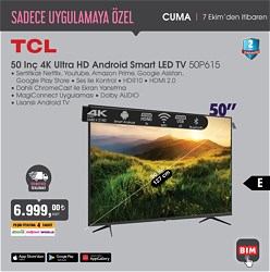 TCL 50P615 50 inç 4K Ultra Android Smart Led Tv