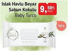 Baby Turco Islak Havlu Beyaz Sabun Kokulu 90'lı