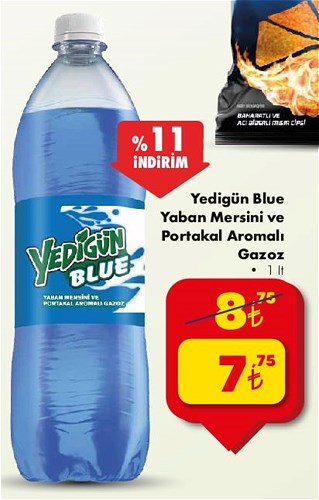 Yedigün Blue Yaban Mersini ve Portakal Aromalı Gazoz 1 lt