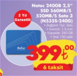 Netac N535S 240 GB NT01N535S-240G-S3X 2.5" SATA 3.0 SSD