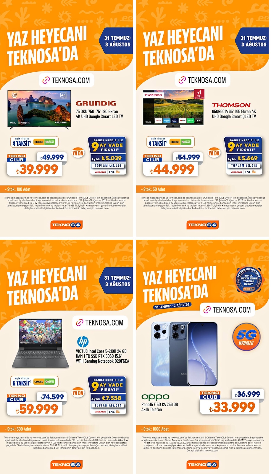 Teknosa 31 Temmuz 2026 İndirim Kataloğu