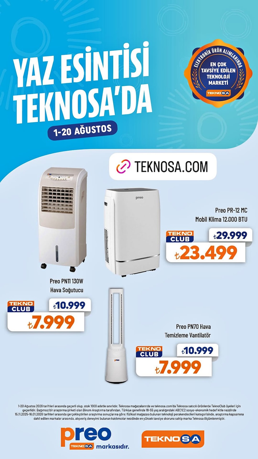 Teknosa 1 Ağustos 2026 İndirim Kataloğu